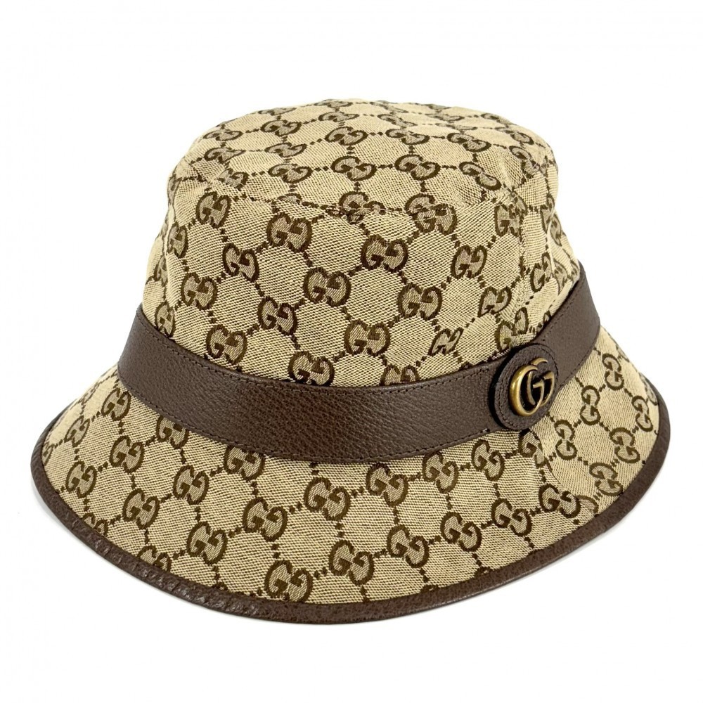 Gucci Hat Fedora Bucket M GG Canvas Beige Brown